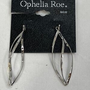 Ophelia Roe silver tone spiral tear drop earrings